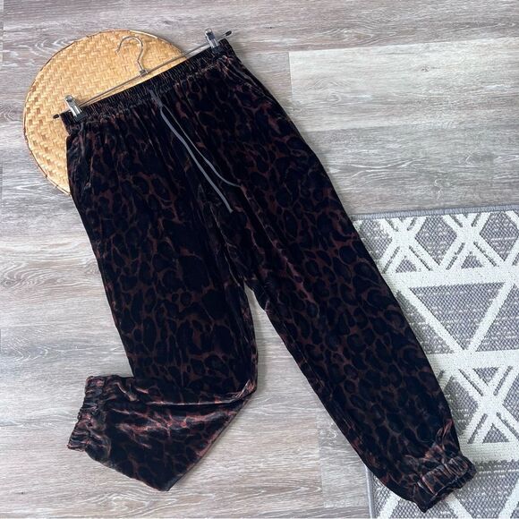 Johnny was French leopard velvet joggers silk blend women’s size S - Picture 2 of 8